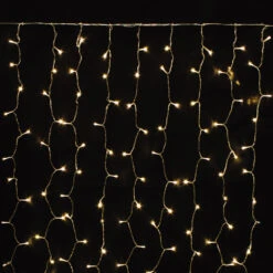 Prequ Tenda Luminosa A Cascata, 429 Led, 4x1,5 Metri, Luce Calda, Giochi Luce, Memory Controller, Prolungabile, Cavo Trasparente
