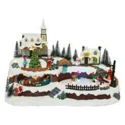 Villaggio Natalizio Con Luci A LED Musica E Movimenti 41 Cm