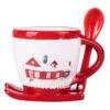 Villa D'Este Tazza Da Colazione Winter Village Con Slitta E Cucchiaino In Ceramica